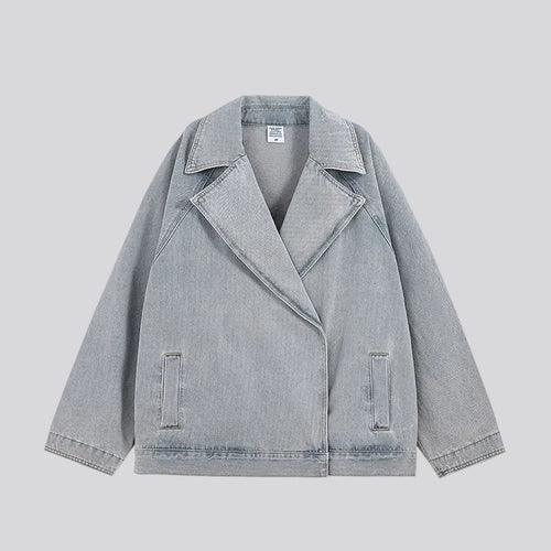 Light Relic Slate Blazer by Calton Brown, peak-lapel denim blazer