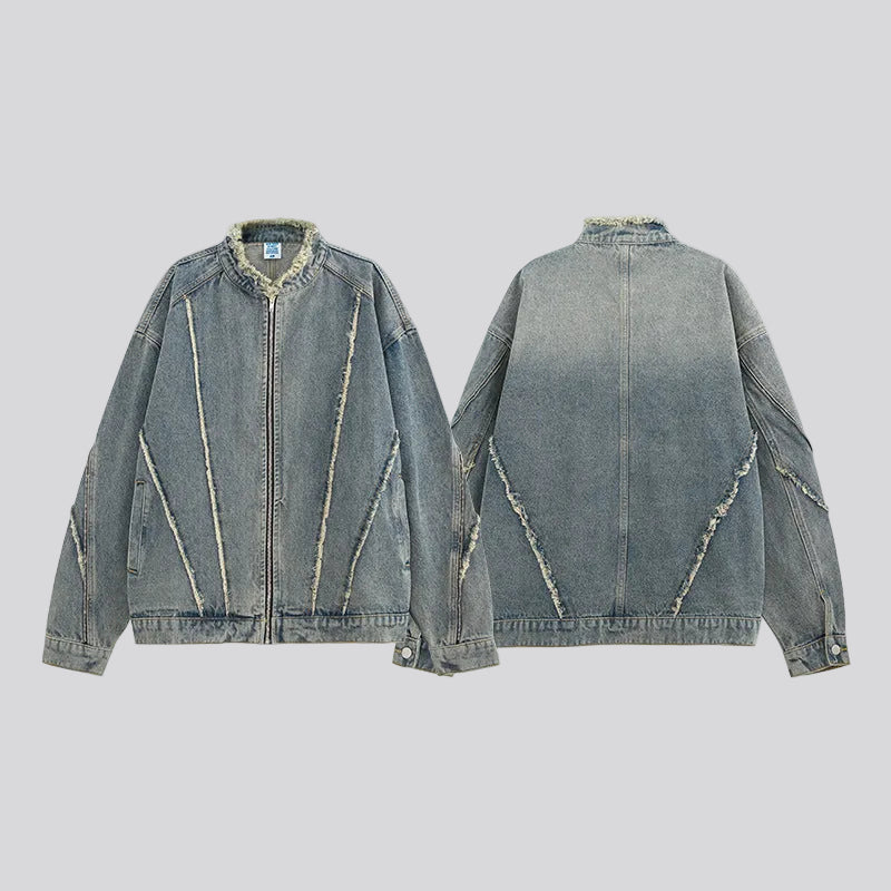 Uniform Raw-Edge Denim Blouson